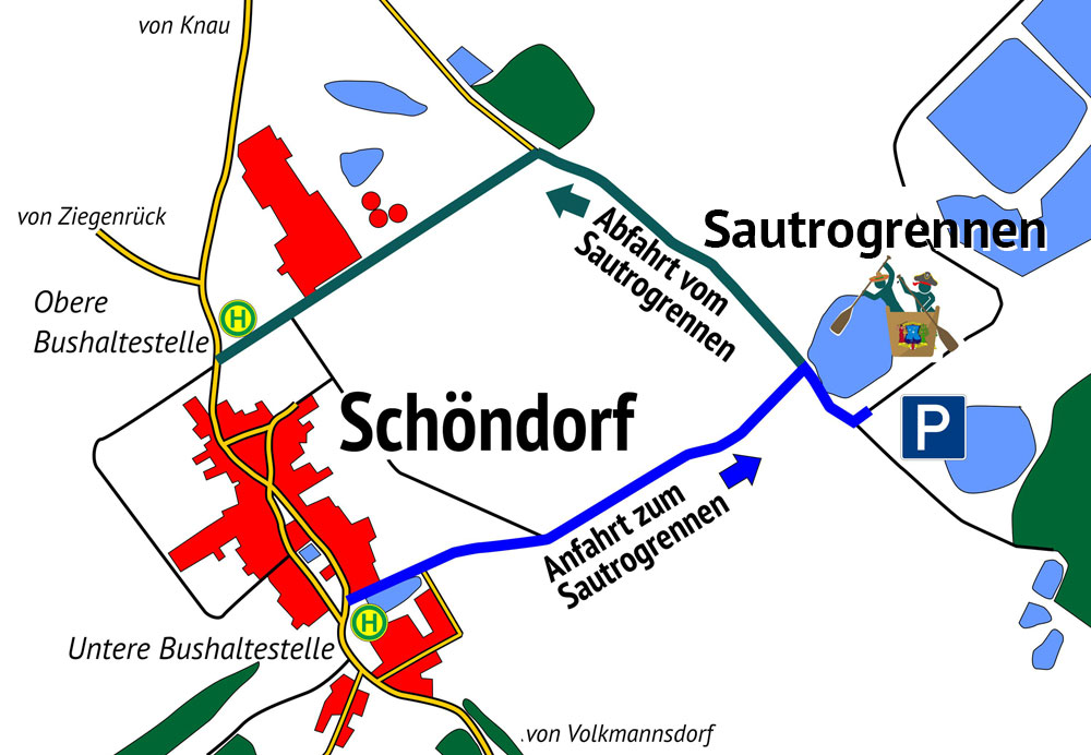 Anfahrtskarte zum Sautrogrennen Schöndorf